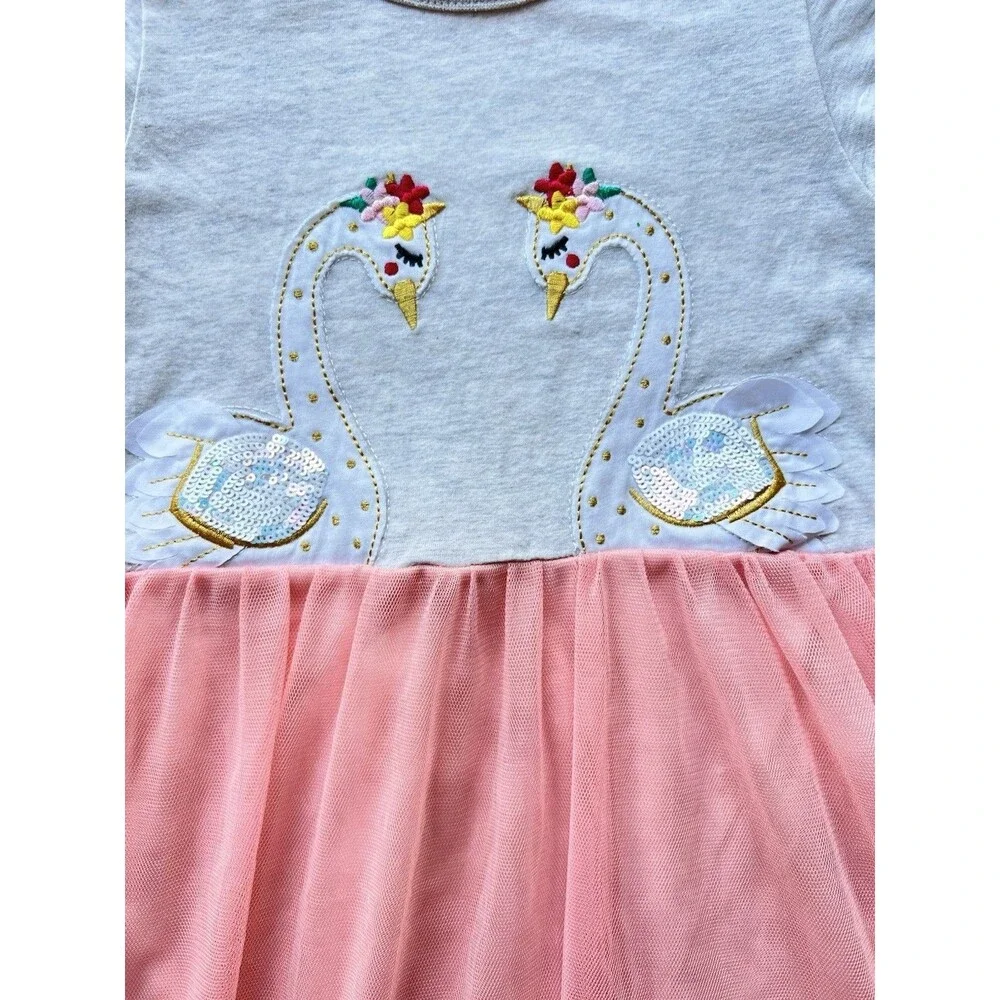 Los Angeles Boutique Swan Sequin Tulle Twirl Dress Casual Party School Cute 6